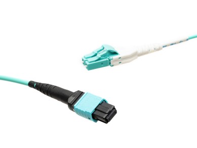 MTP® APC to LC-Duplex Multimode OM3 cable | 16 Cores, MPO compliant, 50/125 µm, aqua, 0.5 m - 100 m main product photo