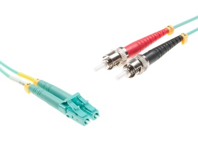 LC-Duplex to ST-Duplex Multimode OM3 cable | 50/125 µm, aqua, 0.5 m - 100 m main product photo