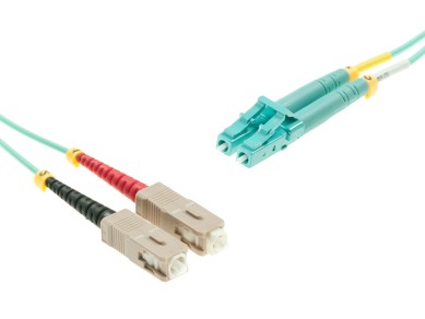 SC-Duplex to LC-Duplex Multimode OM3 cable | 50/125 µm, aqua, 0.5 m - 100 m main product photo