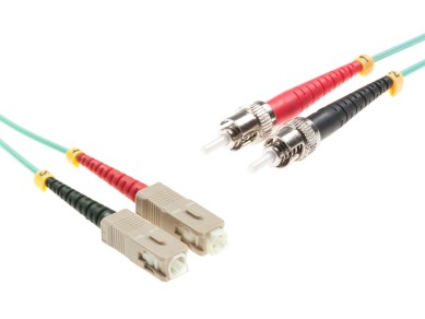 SC-Duplex to ST-Duplex Multimode OM3 cable | 50/125 µm, aqua, 0.5 m - 100 m main product photo