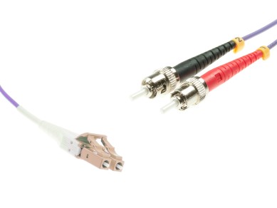 LC-Duplex to ST-Duplex UNIBOOT Multimode OM4 cable | 50/125 µm, purple, Ø 3 mm, 0.5 m - 100 m main product photo