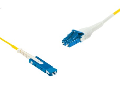 SN-Duplex to LC-Duplex UNIBOOT Singlemode cable | A1 9/125 µm, yellow, Ø 2 mm, 0.5 m - 100 m main product photo