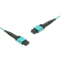 MTP&reg; to MTP&reg; Multimode OM3 cable | 24 Cores, MPO compliant, 50/125 &#181;m, aqua, 0.5 m - 100 m
