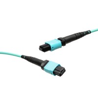 MTP&reg; APC to MTP&reg; APC Multimode OM3 cable | 16 Cores, MPO compliant, 50/125 &#181;m, aqua, 0.5 m - 100 m