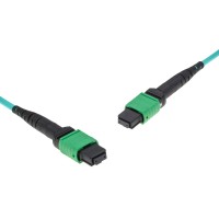MTP&reg; APC to MTP&reg; APC Multimode OM3 cable | 8 Cores, MPO compliant, 50/125 &#181;m, aqua, 0.5 m - 100 m