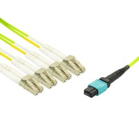 MTP&reg; to 4x LC-Duplex Multimode OM5 Breakout cable | 8 Cores, MPO compliant, 50/125 &#181;m, lime, 0.5 m - 100 m
